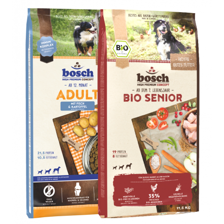 Rinkinys ADULT Fish & Potato 15kg + 11,5kg Bio Senior